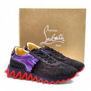 Christian Louboutin Loubishark Glitter Purple Men's Sneakers EU 45.5 US 12.5 NWB
